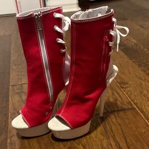 Pleaser - Delight Red laced back heels